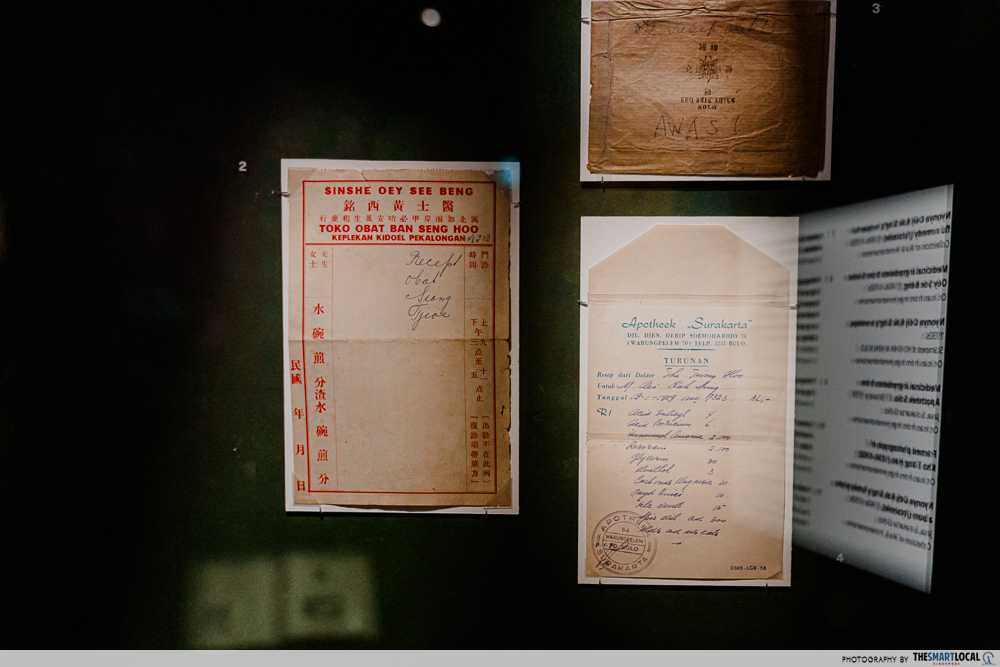 herbal medicine receipts displayed 