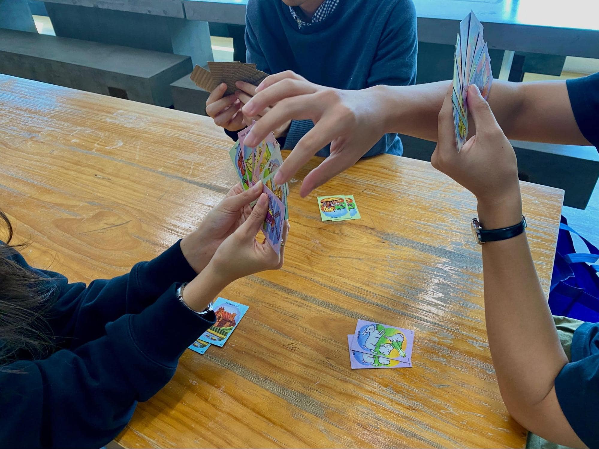 someone picking a random card from another player in a game of Donkey