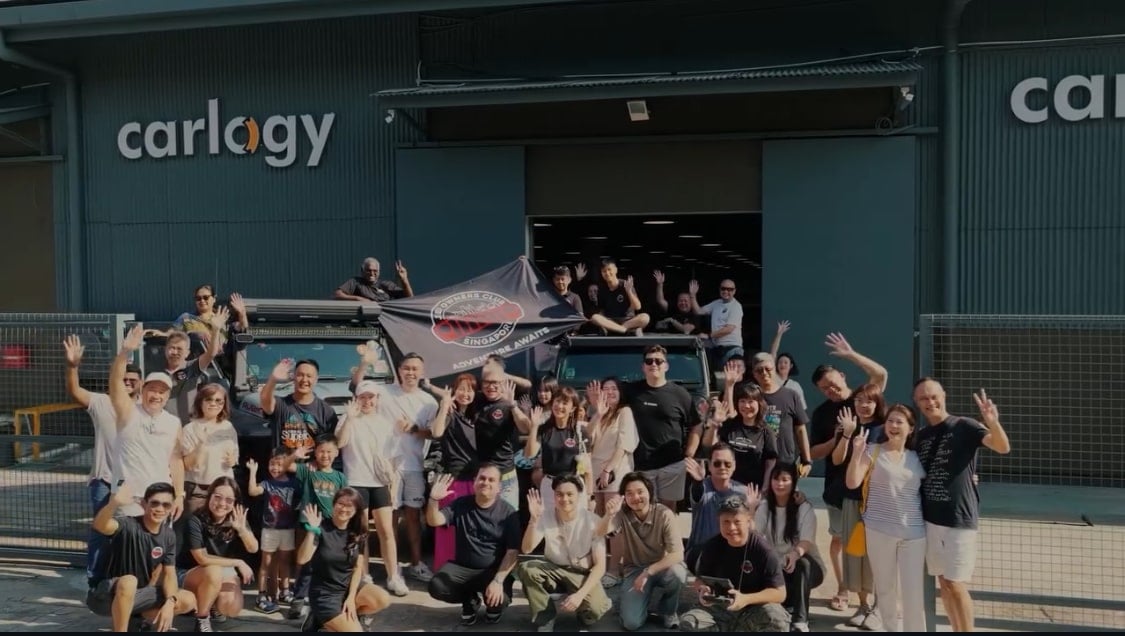 Carlogy Malaysia - Jeep Owners Club Singapore group photo outside Carlogy facility
