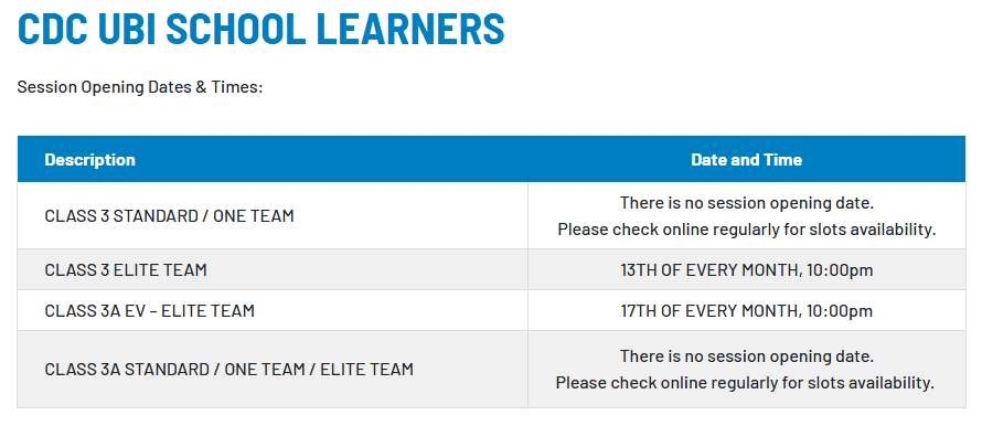 Lesson booking timings