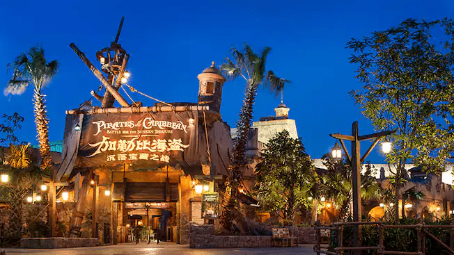 exterior shot of the Pirates of the Caribbean ride