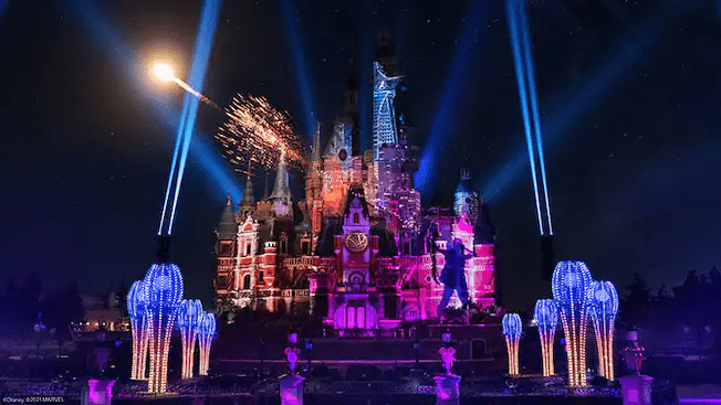 Fireworks show at the Disneyland princess castle
