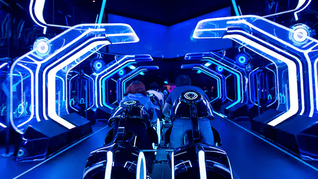 interior view of TRON Lightcycle Power Run ride