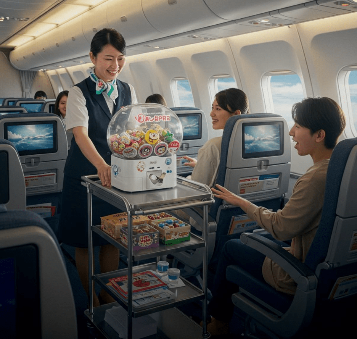 air japan gachapon trolley flight