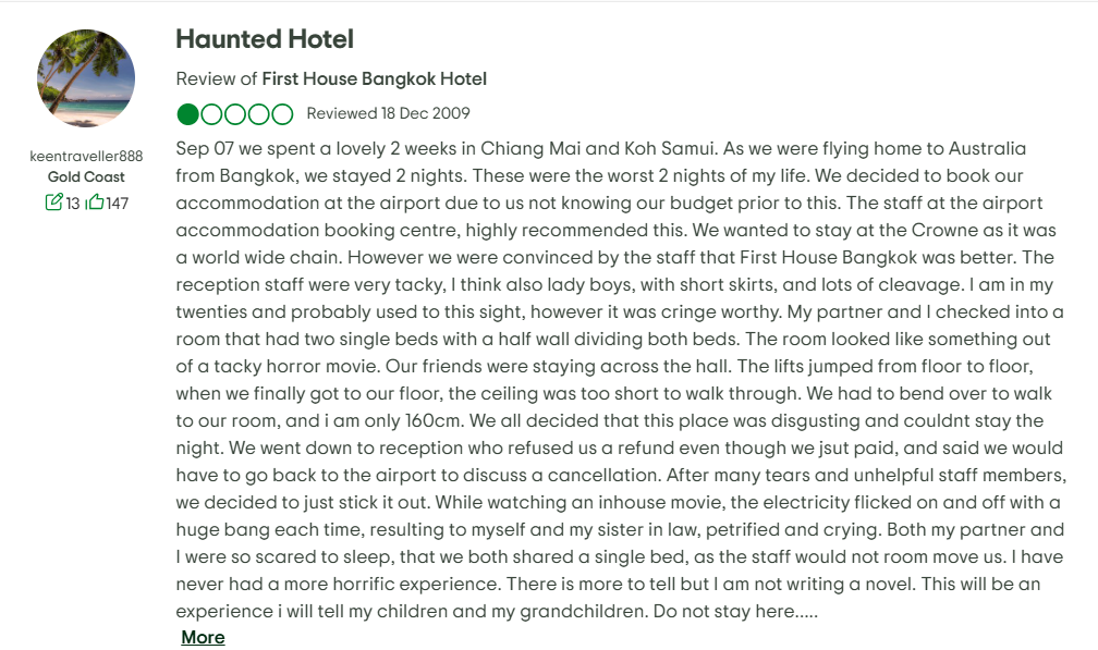Tripadvisor user recount 