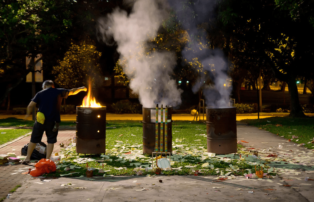 hungry ghost festival - burning joss paper