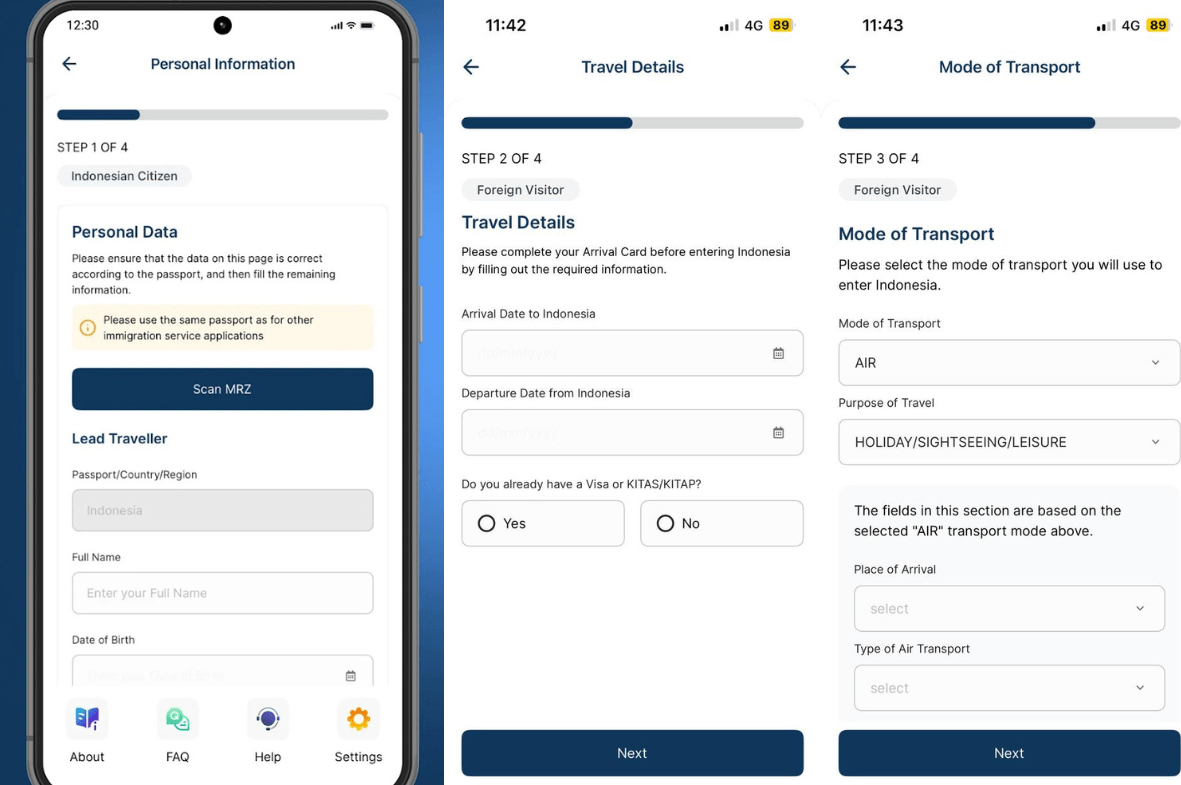 Submitting arrival declaration in the All Indonesia app