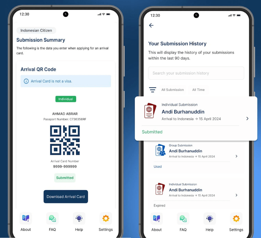 Submitting arrival declaration in the All Indonesia app