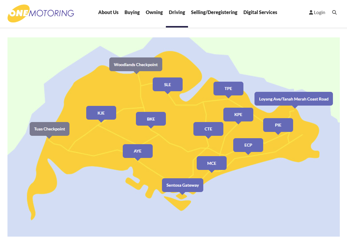 OneMotoring map