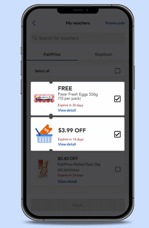 Vouchers on FairPrice Group app