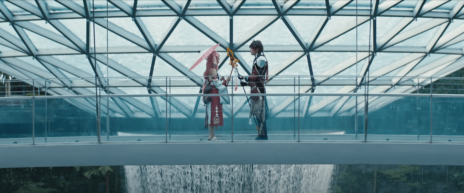 Coldplay's music video filmed at the Canopy Bridge in Jewel Changi Airport, Singapore