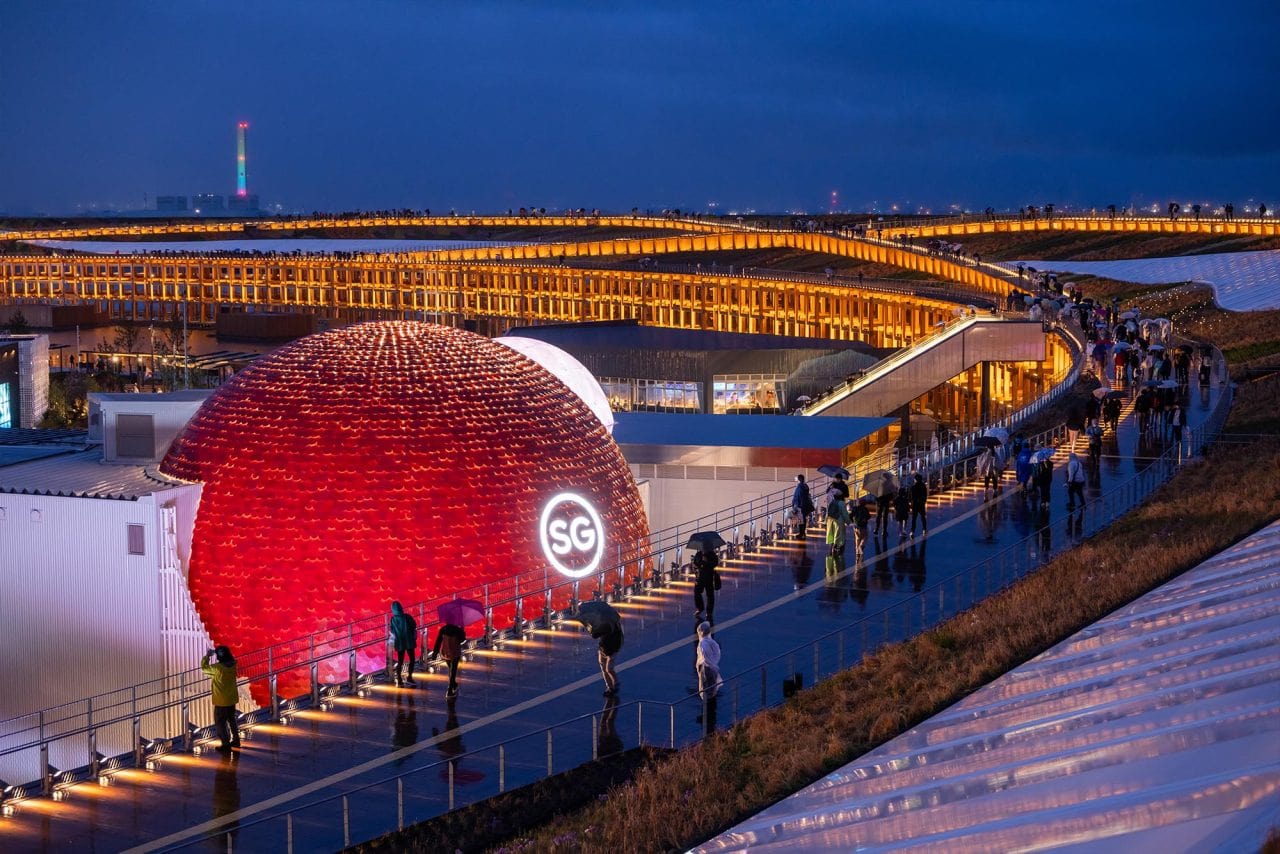 Dream Sphere at night, Osaka Expo 2025