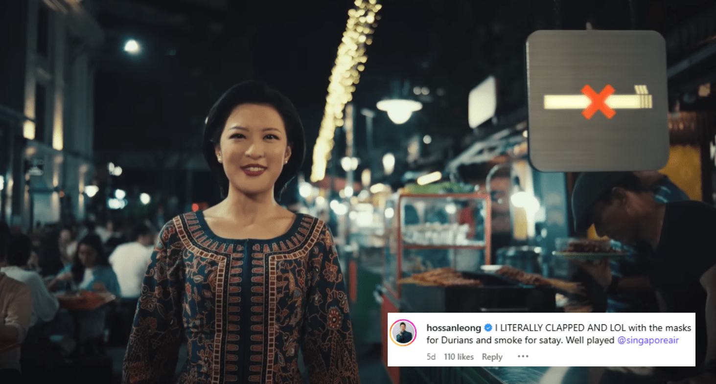 Satay scene in Singapore Airlines new in-flight safety video