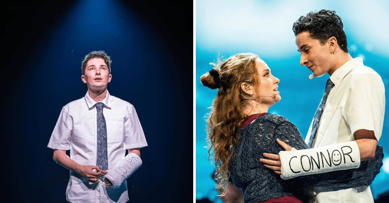 Dear Evan Hansen lead actors on stage