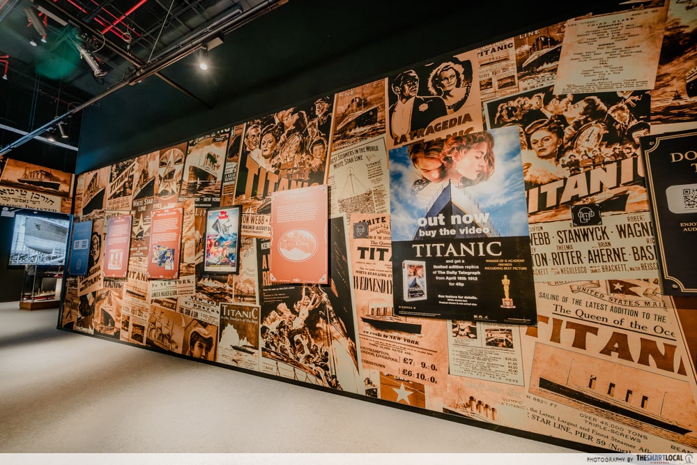 titanic - movie posters along a hallway