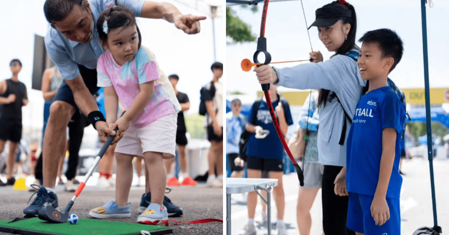 People participating in the golf and archery games at the Decathlon Circular Bazaar