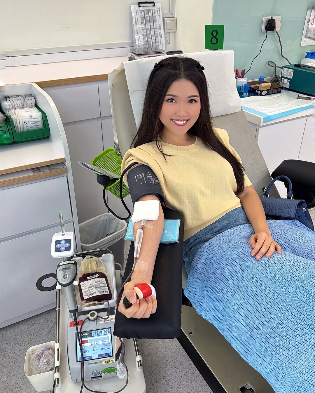 Girl donating blood