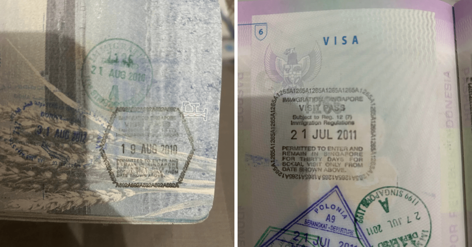 Passport stamps issued in Singapore