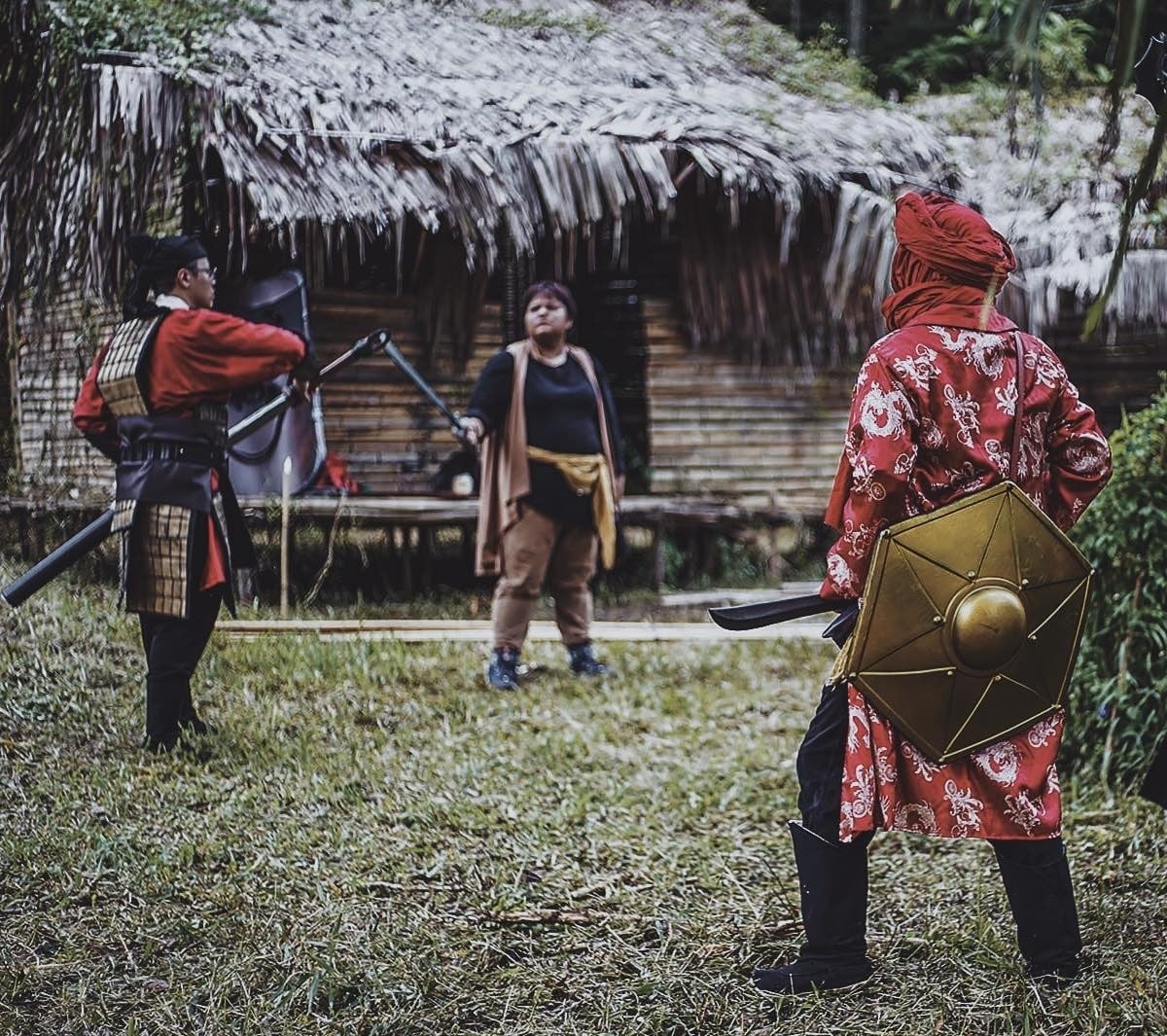 Members of LARP Singapore Community sparring