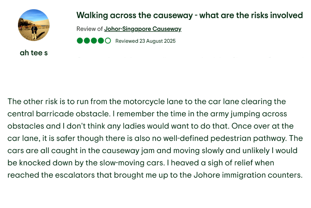 Walking across the SG-JB Causeway - review