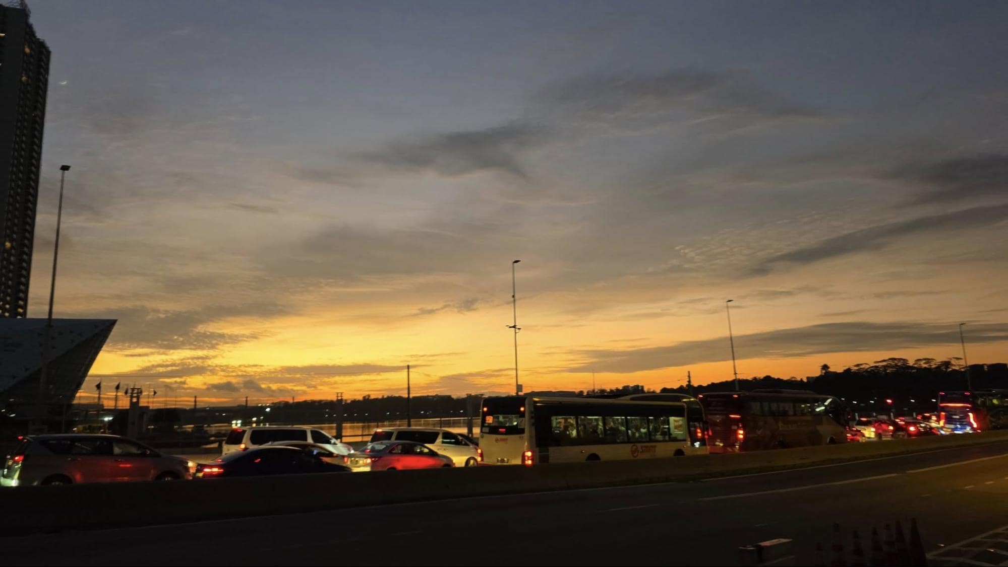 Walking across the SG-JB Causeway - sunrise