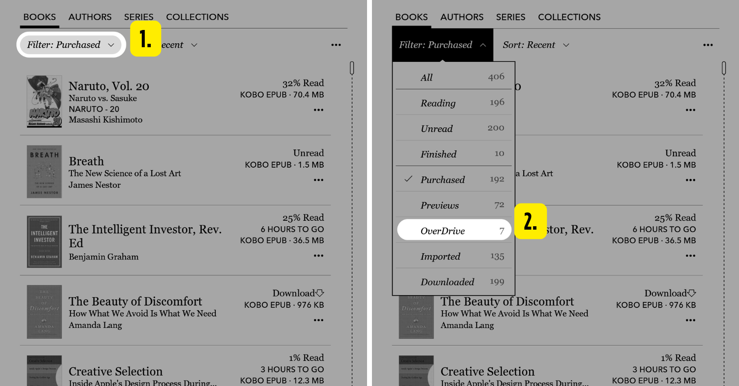 OverDrive function on Kobo