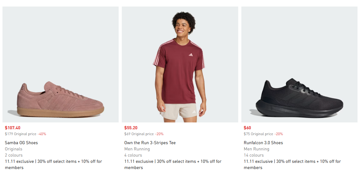 11.11 deals - adidas deals website