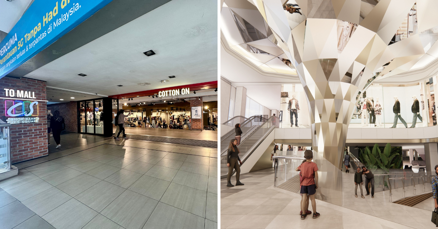 Level 2 mall entrance before and after