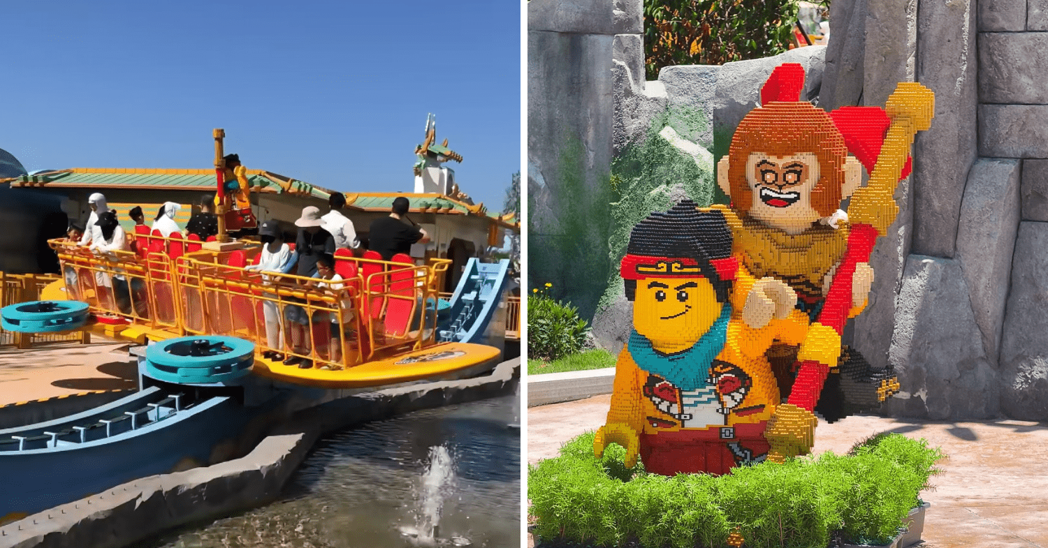 Monkie Kid zone with Monkie Kid's Cloud Jumper ride, and minifigures of MK and Sun Wukong