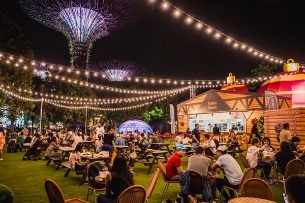 food booths serving Christmas treats