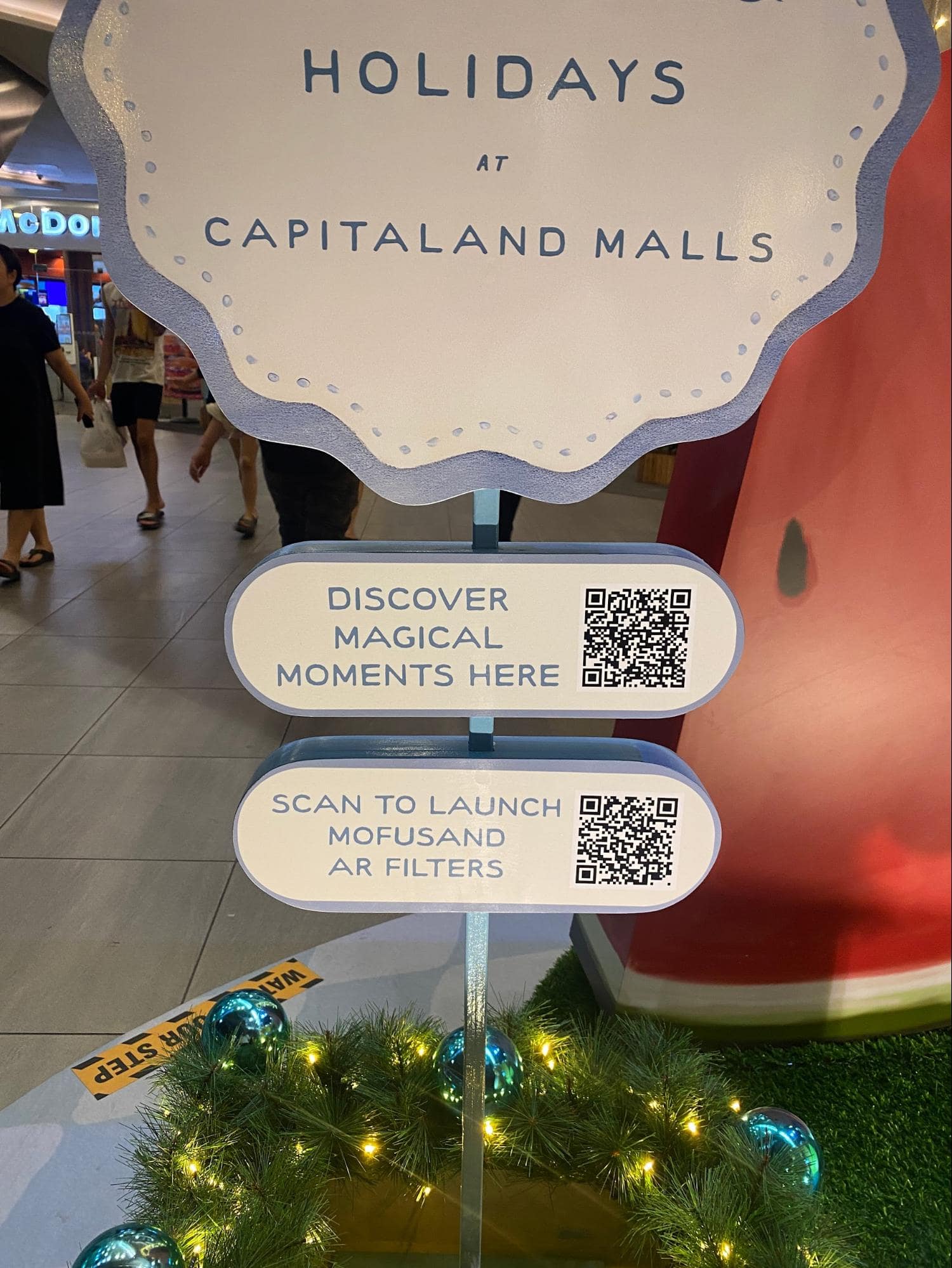 Mofusand Singapore - QR code for AR filters available at themed displays
