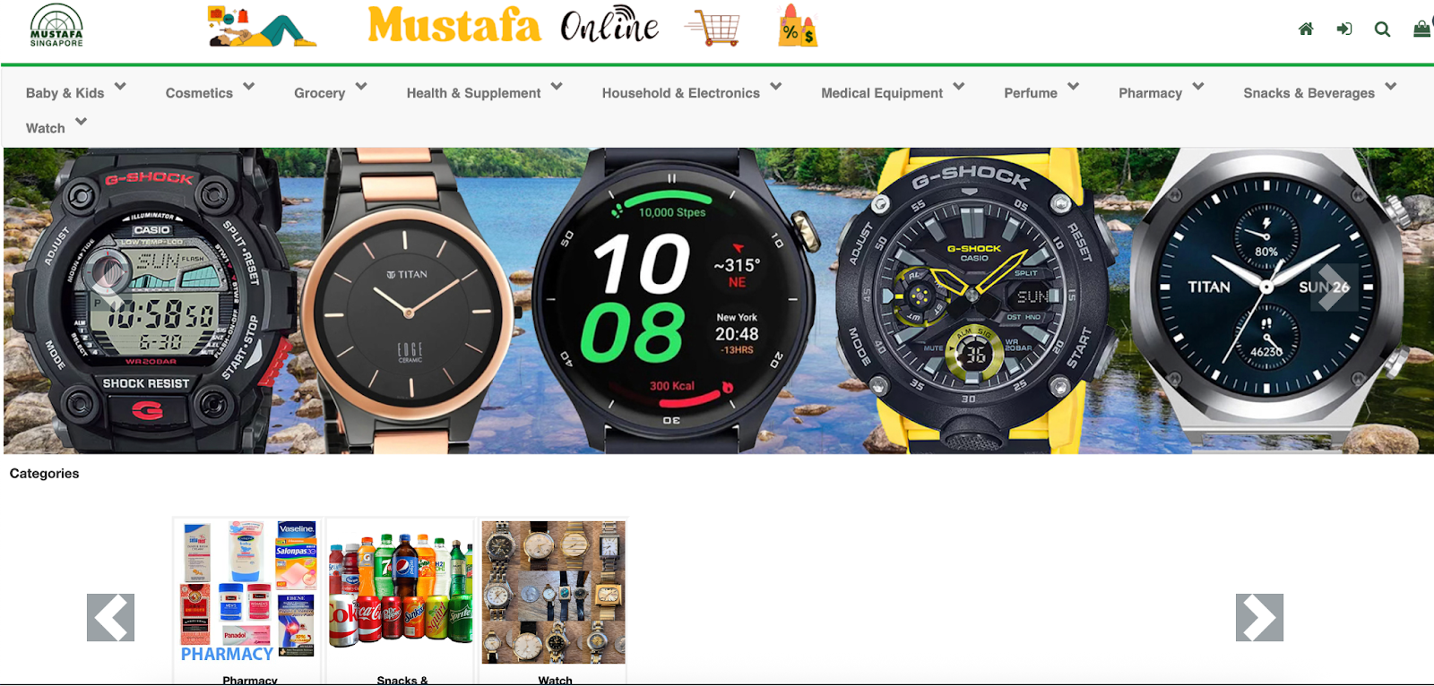 mustafa centre - online store interface