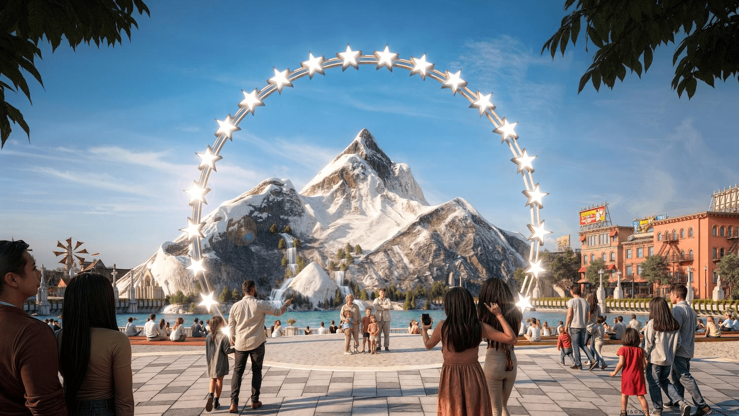 paramount theme park - illustration of the Korea park with the Paramount logo