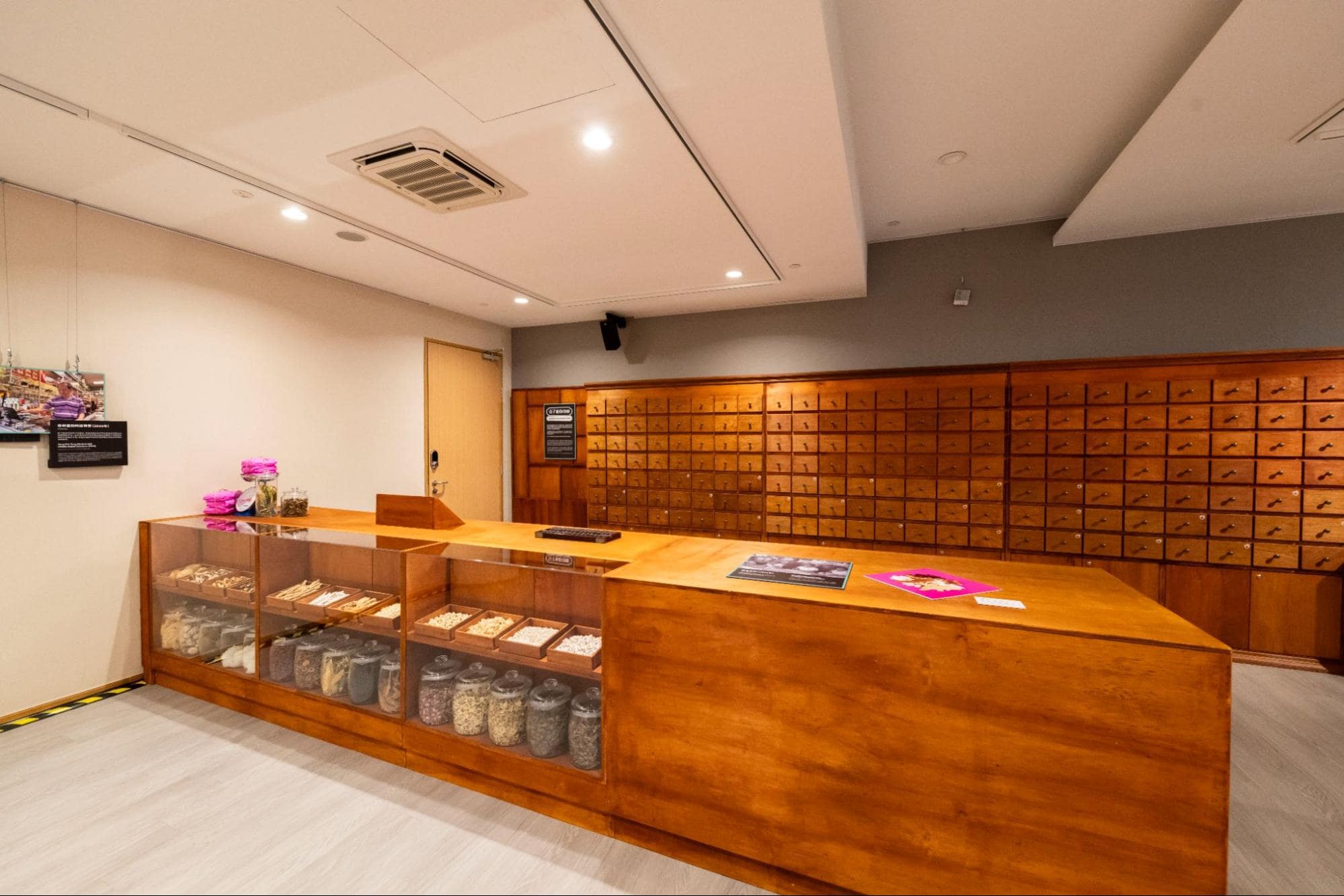 recreated wooden cabinets on display at the Healing Heritage exhibition