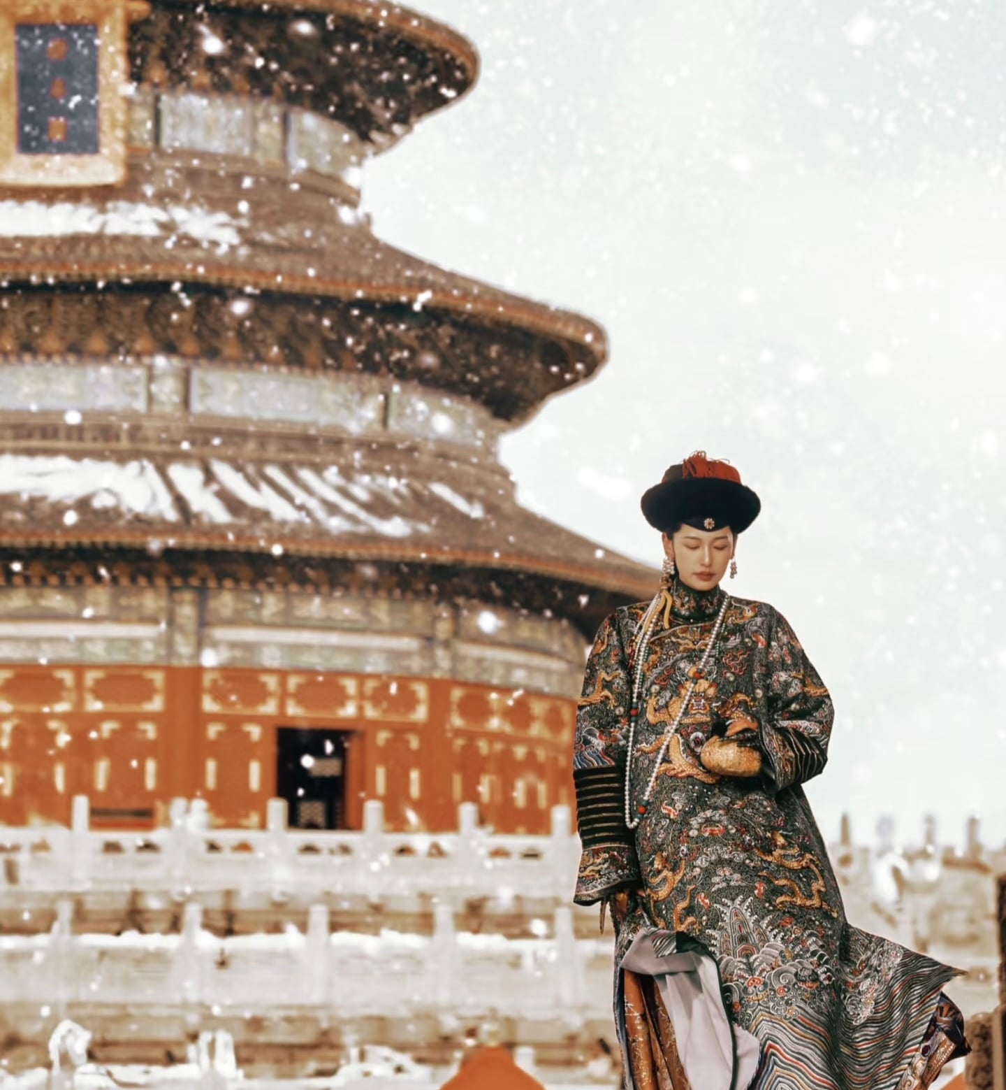 winter destinations china - woman in hanfu in forbidden city