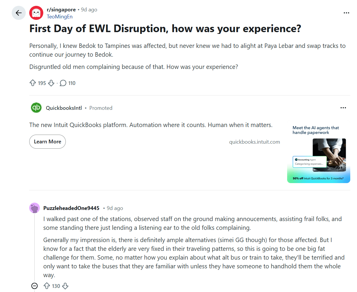Reddit discussion about the recent EWL disruption