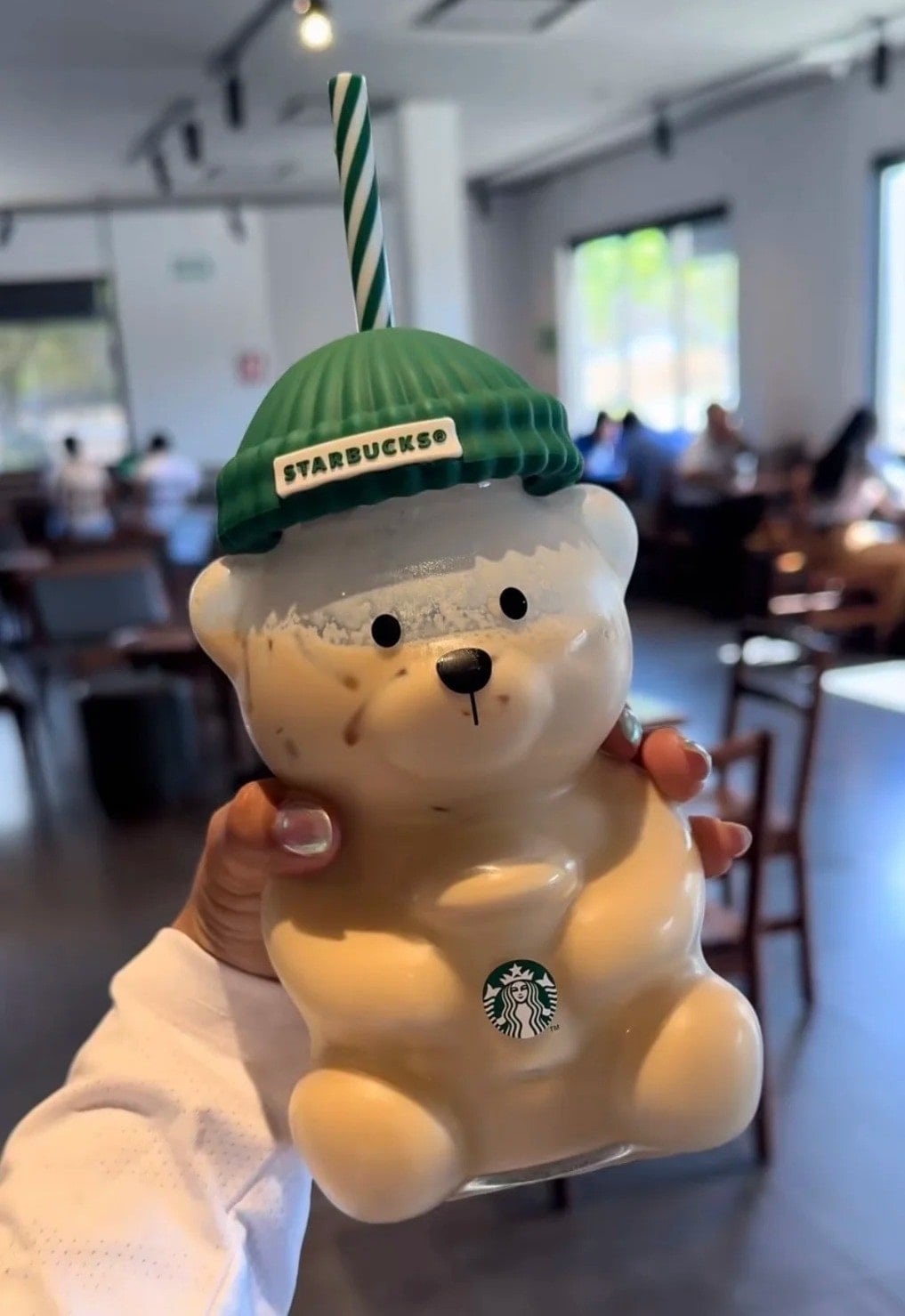Starbucks Bearista Glass Cold Cup filled