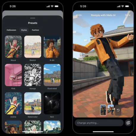 AI tools on social media & other platforms - Restyle by Instagram (2)