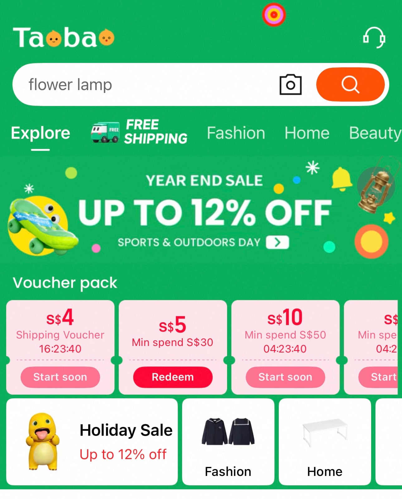 taobao - English app interface