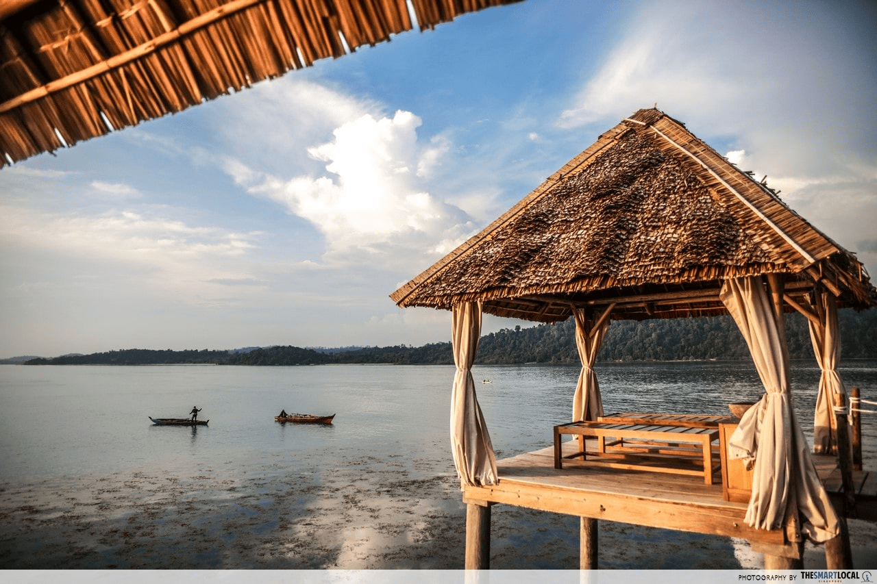 massage hut over the water
