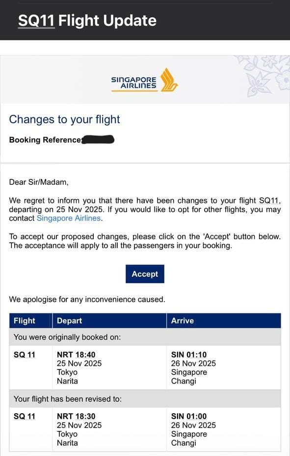 Flight delay email