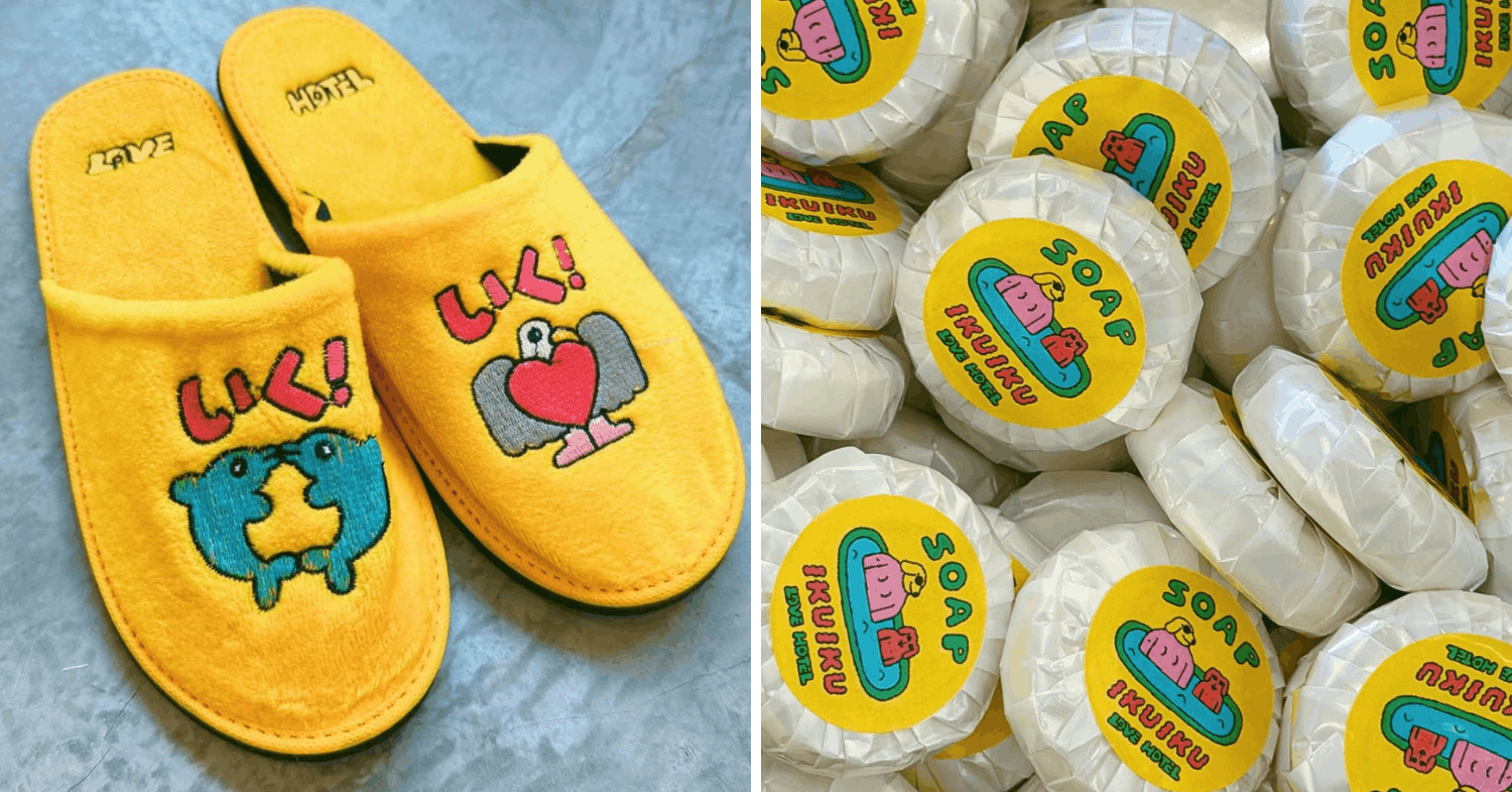 Ikuiku Love Hotel bedroom slippers and soap