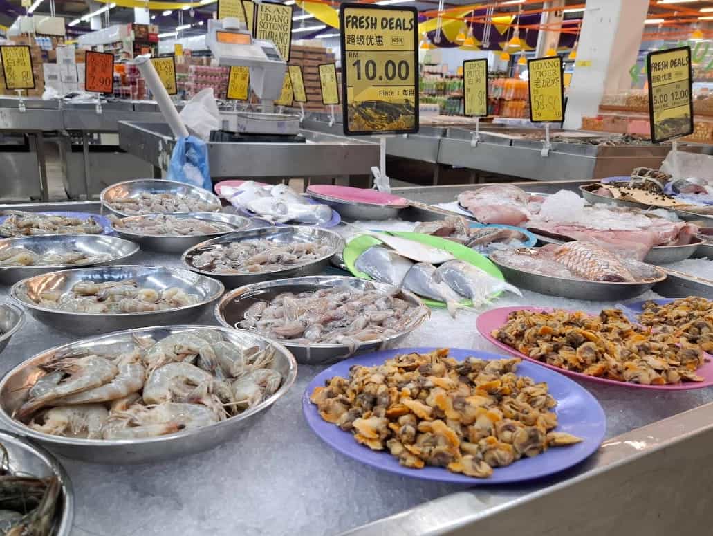 NSK Trade City fresh seafood on sale
