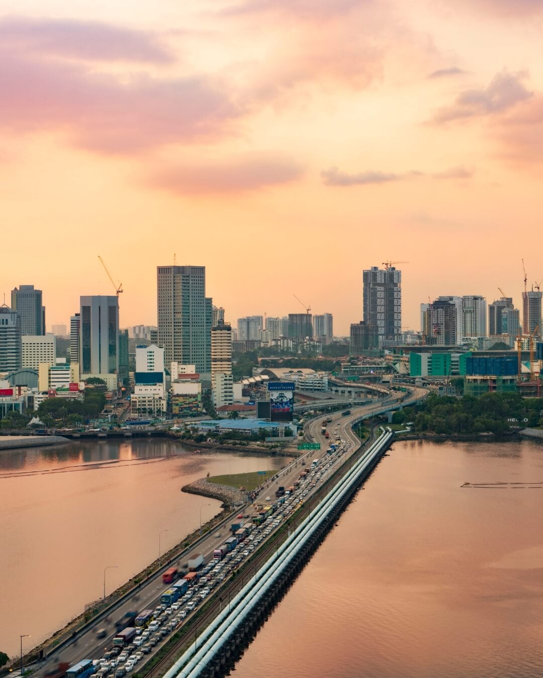 aerial view of Woodlands-JB causeway