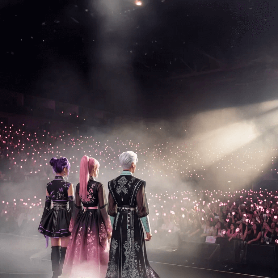 kpop - group under spotlight on stage