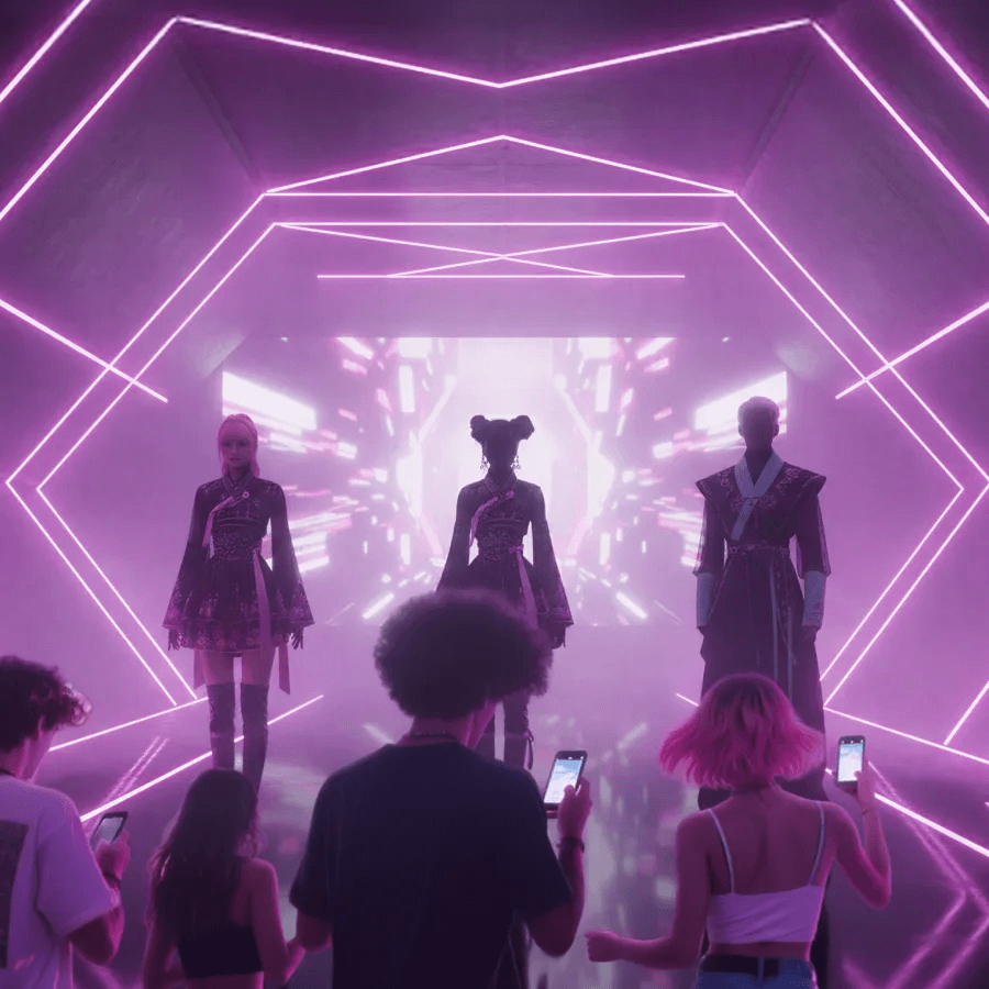 kpop - group silhouette on stage