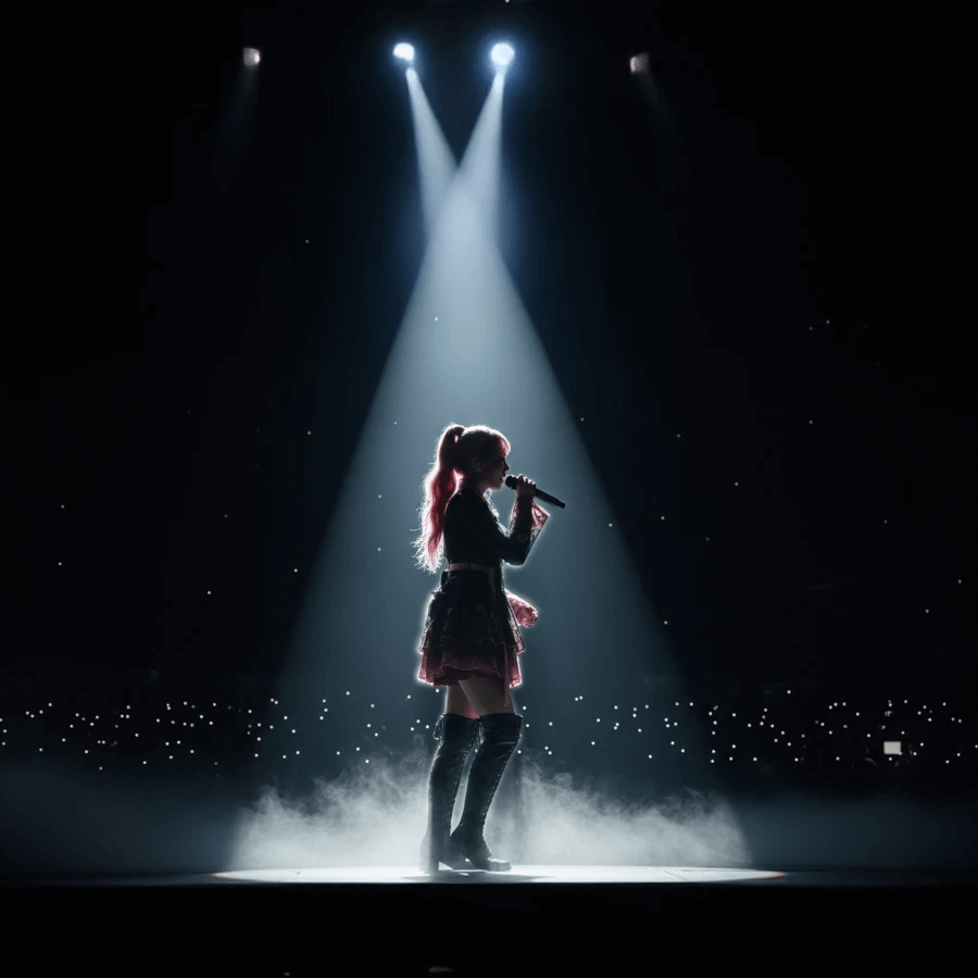 idol solo on stage under spotlight