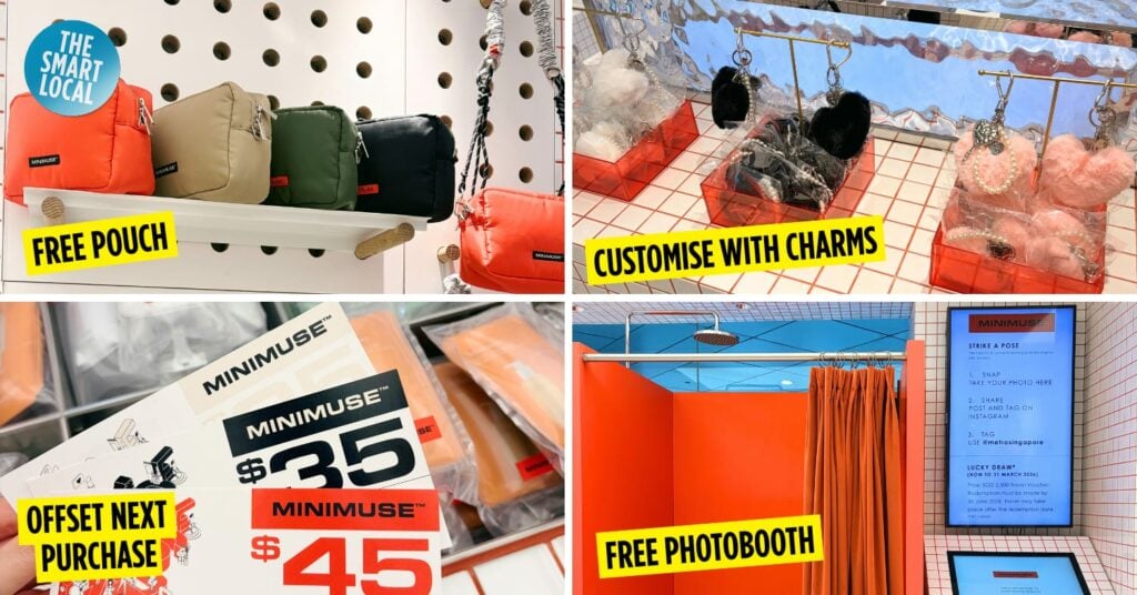 minimuse metro paragon in orchard - store display selling mini beauty and fragrance products with vouchers +free pouch and keychain