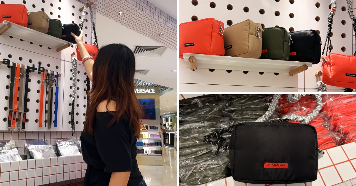 minimuse metro paragon in orchard - store display selling mini beauty and fragrance products with free pouch and keychain