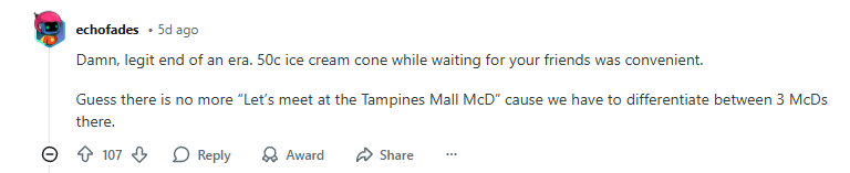 MCD TAMPINES COMMENT